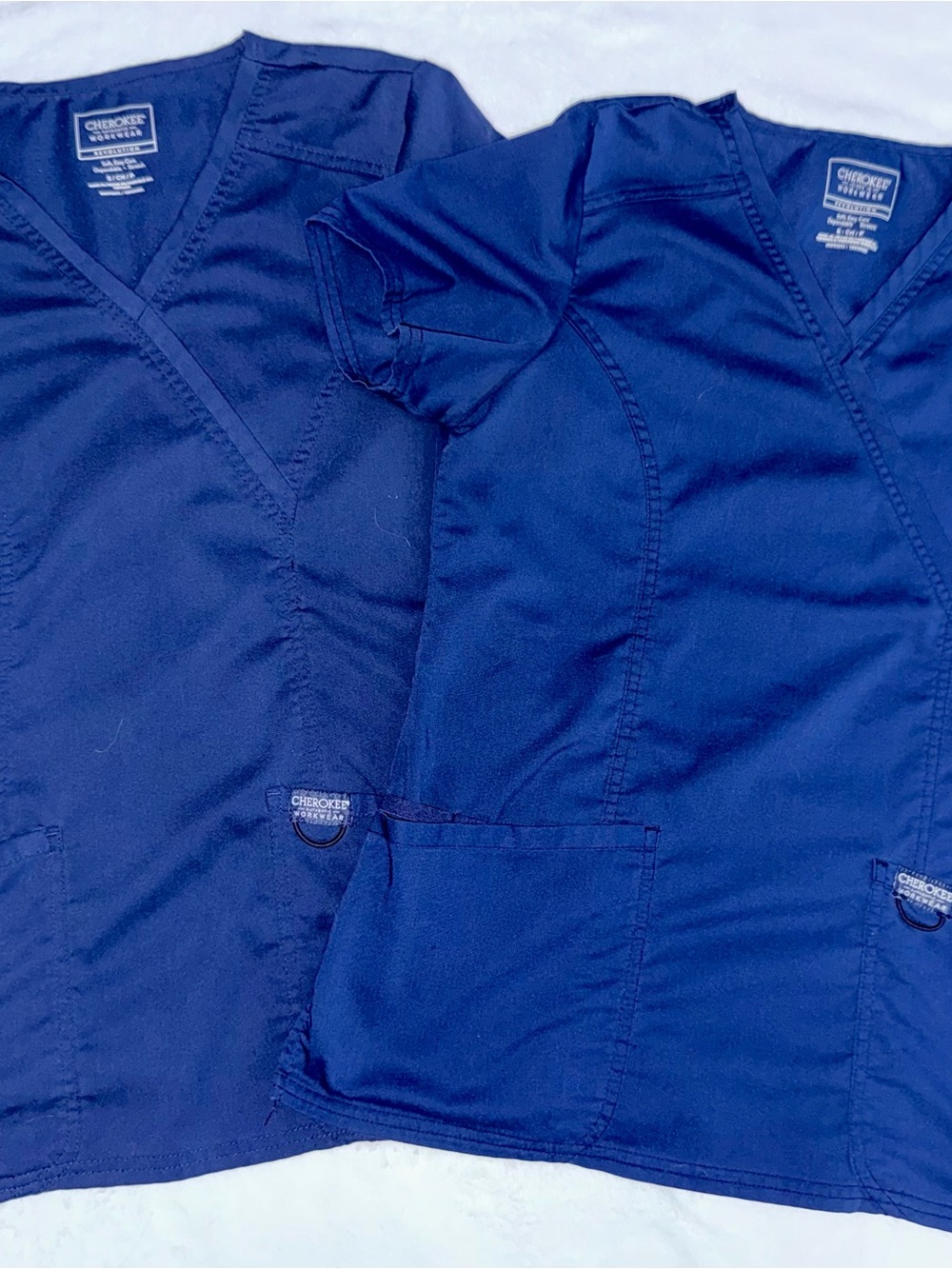 Set of 2 Cherokee Workwear Navy Blue Scrub Tops- Small